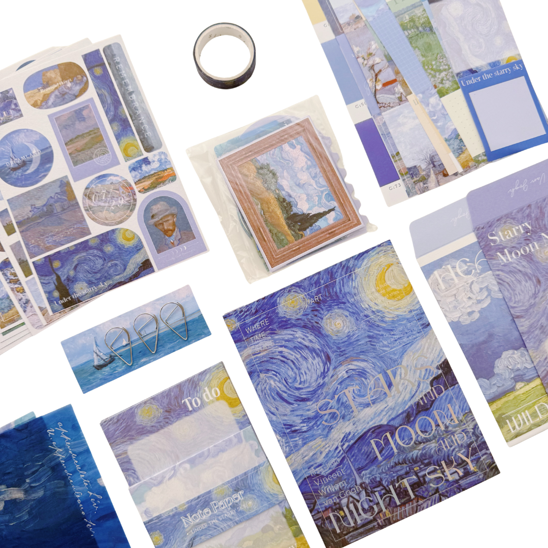 The Starry Night - Kit de Journal - Stickers, Papel Decorado y Washitapes