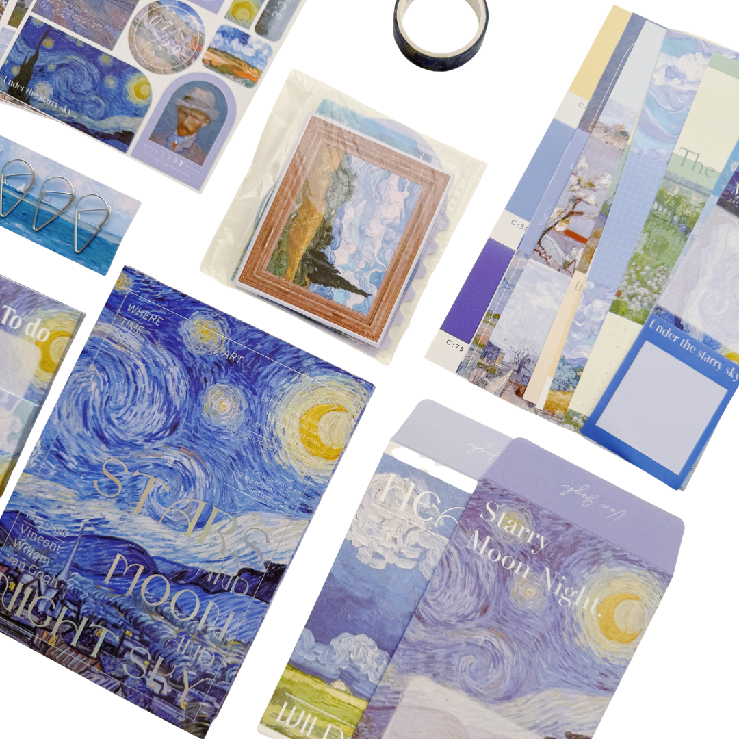 The Starry Night - Kit de Journal - Stickers, Papel Decorado y Washitapes