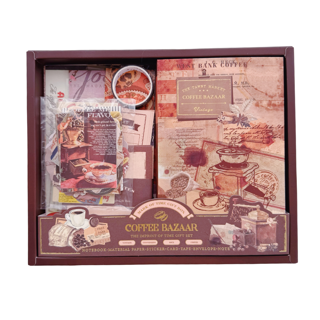 Coffee Bazaar - Kit de Journal - Stickers, Papel Decorado y Washitapes