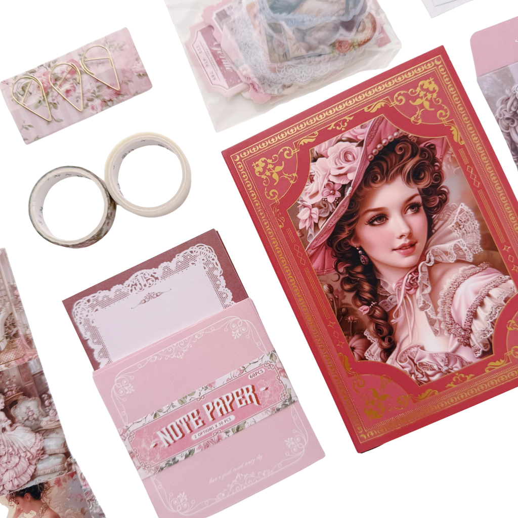 Royal Camelia - Kit de Journal - Stickers, Papel Decorado y Washitapes