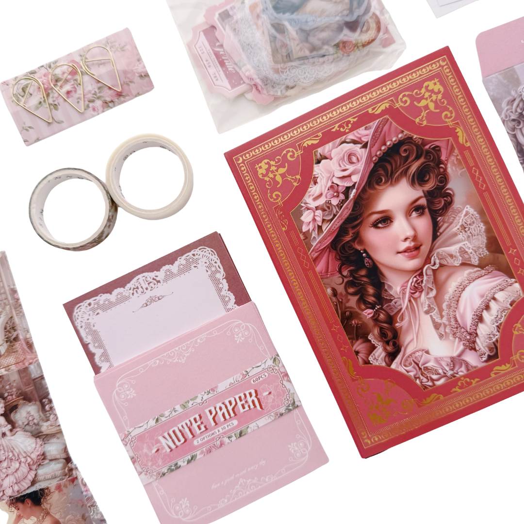Royal Camelia - Kit de Journal - Stickers, Papel Decorado y Washitapes