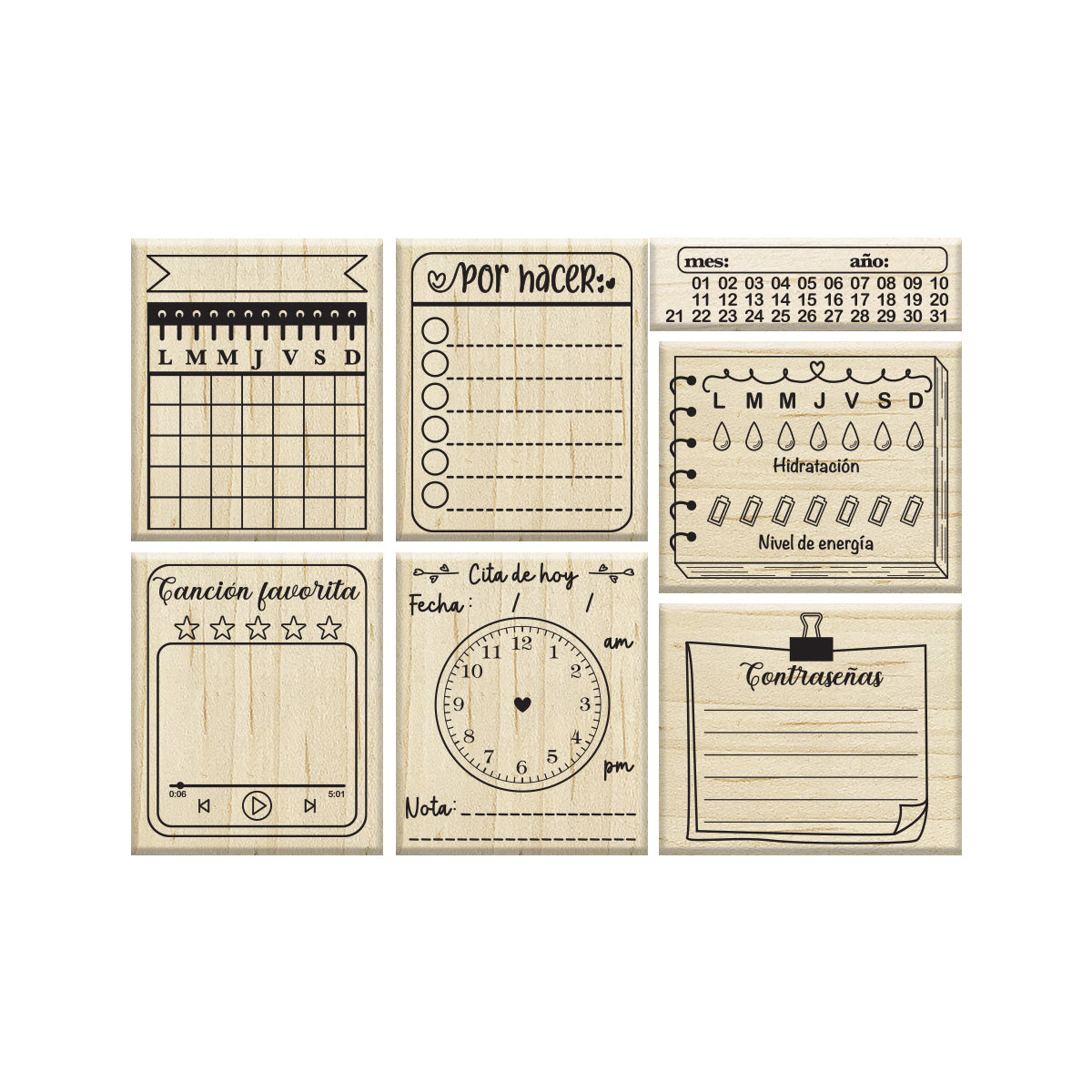 Set Agenda Bonita - Sellos Planner & Journal
