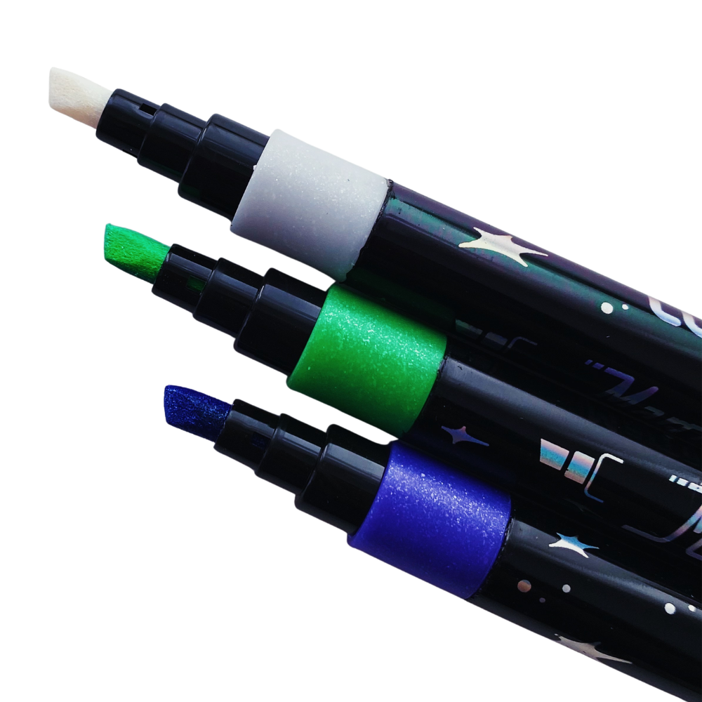 Plumones Con Glitter Punta Cincel - Set 24 Colores