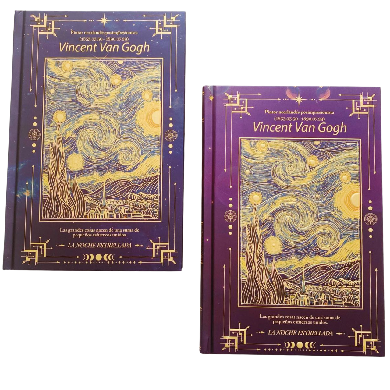 Libreta Hojas Decoradas Van Gogh Textura Marco Dorado