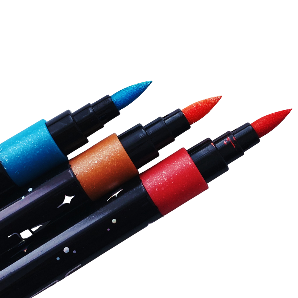 Plumones Con Glitter Punta Pincel - Set 24 Colores