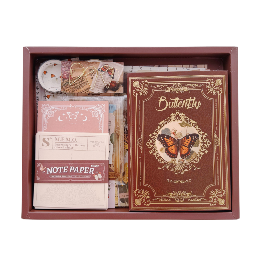 Butterfly Café - Kit de Journal - Stickers, Papel Decorado y Washitapes