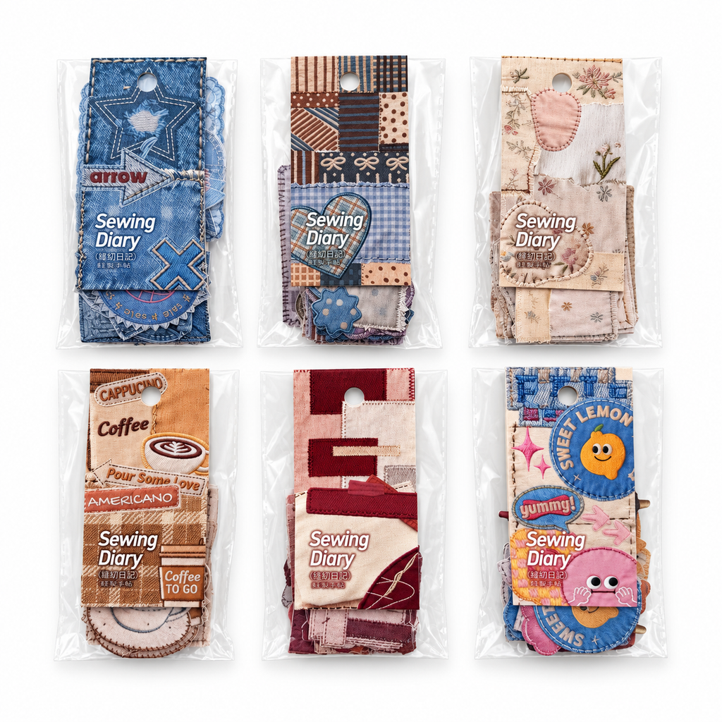 Sewing Diary – Stickers estilo tela bordada
