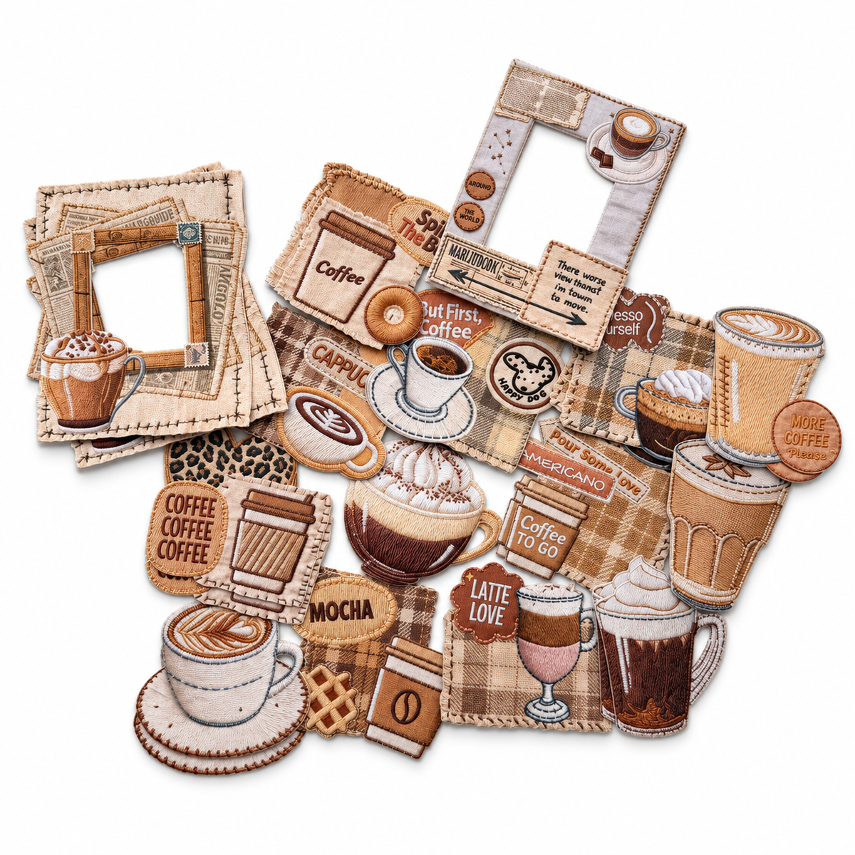Sewing Diary – Stickers estilo tela bordada