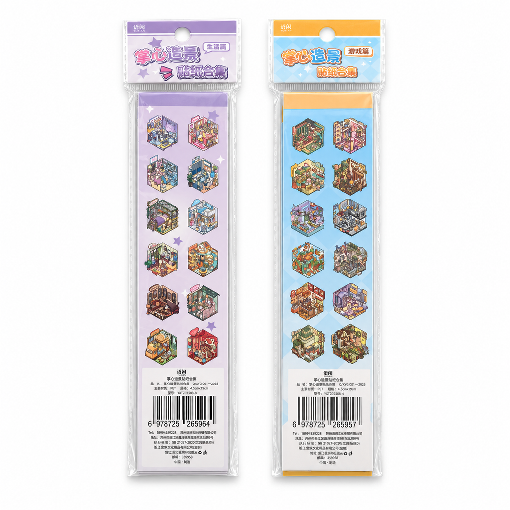 Stickers PET Mini Escenarios – 12 diseños